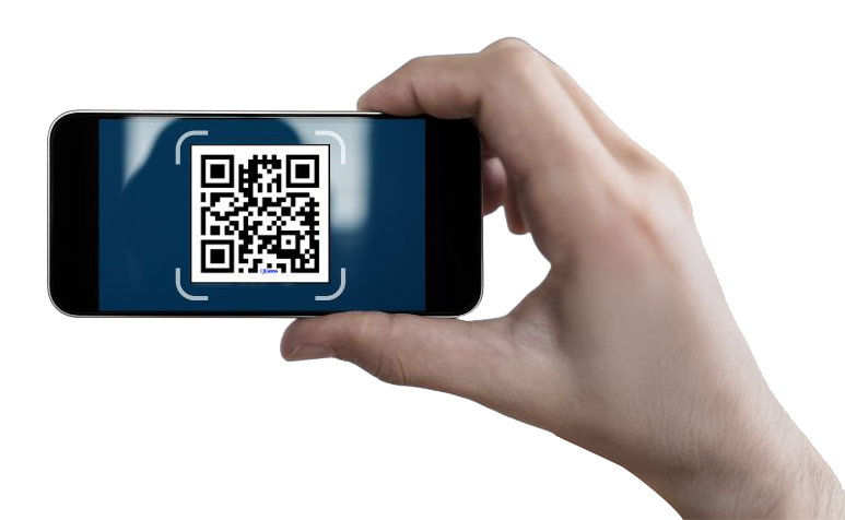 Mobile phone taking picture of QR Code